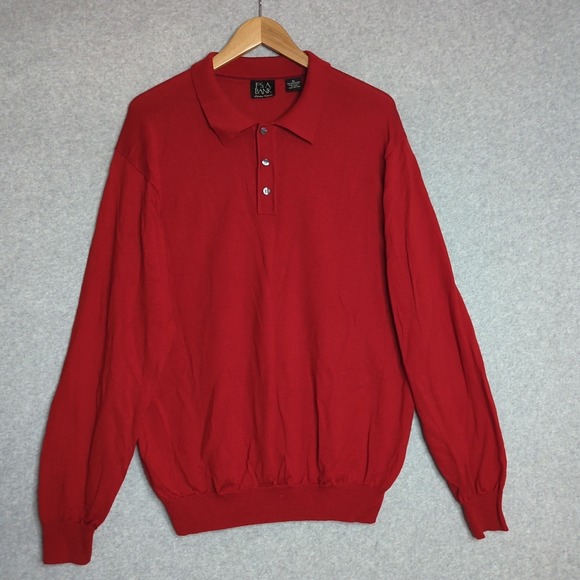 Jos. A. Bank Merino Wool Red Long Sleeve Collard sweater  Men's XL Preppy - Picture 1 of 5